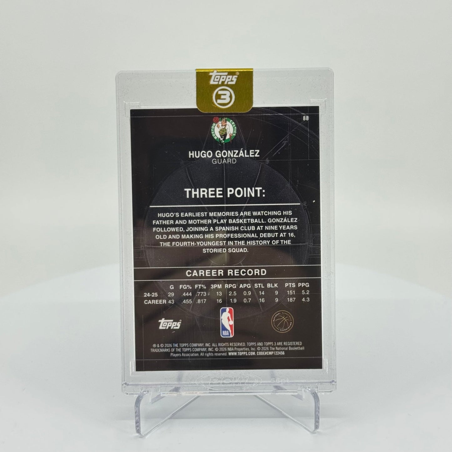 Hugo González (RC) - 2025-26 Topps 3 Basketball - Silver Base /49 - YTCards