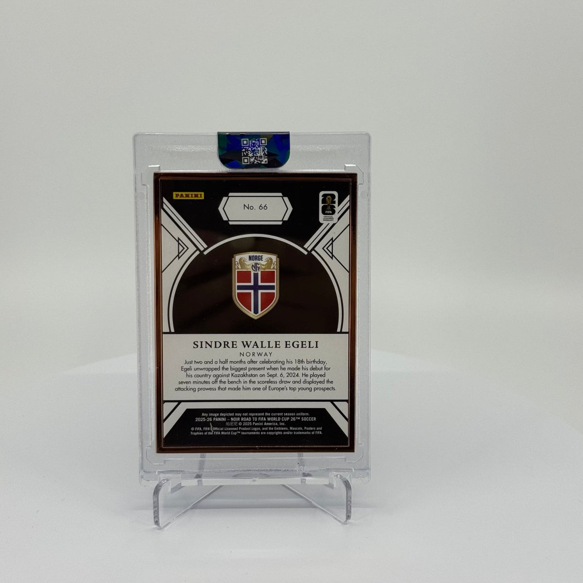Sindre Walle Egeli (RC) - 2025-26 Panini NOIR Road to FIFA World Cup - Bronze Metal Frame /25 - YTCards