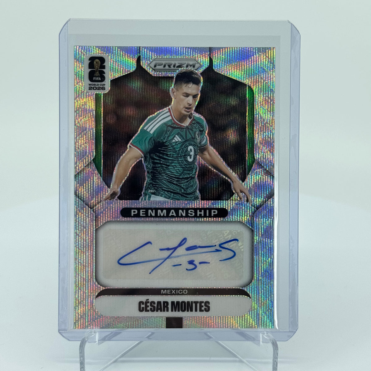 César Montes - 2026 Panini Prizm FIFA World Cup - Penmanship Base Wave Autograph #P-CM