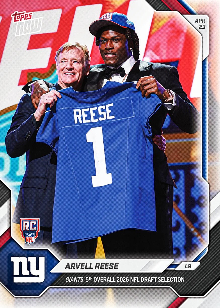 Arvell Reese - 2026 NFL Topps NOW® - Card AREE - YTCards