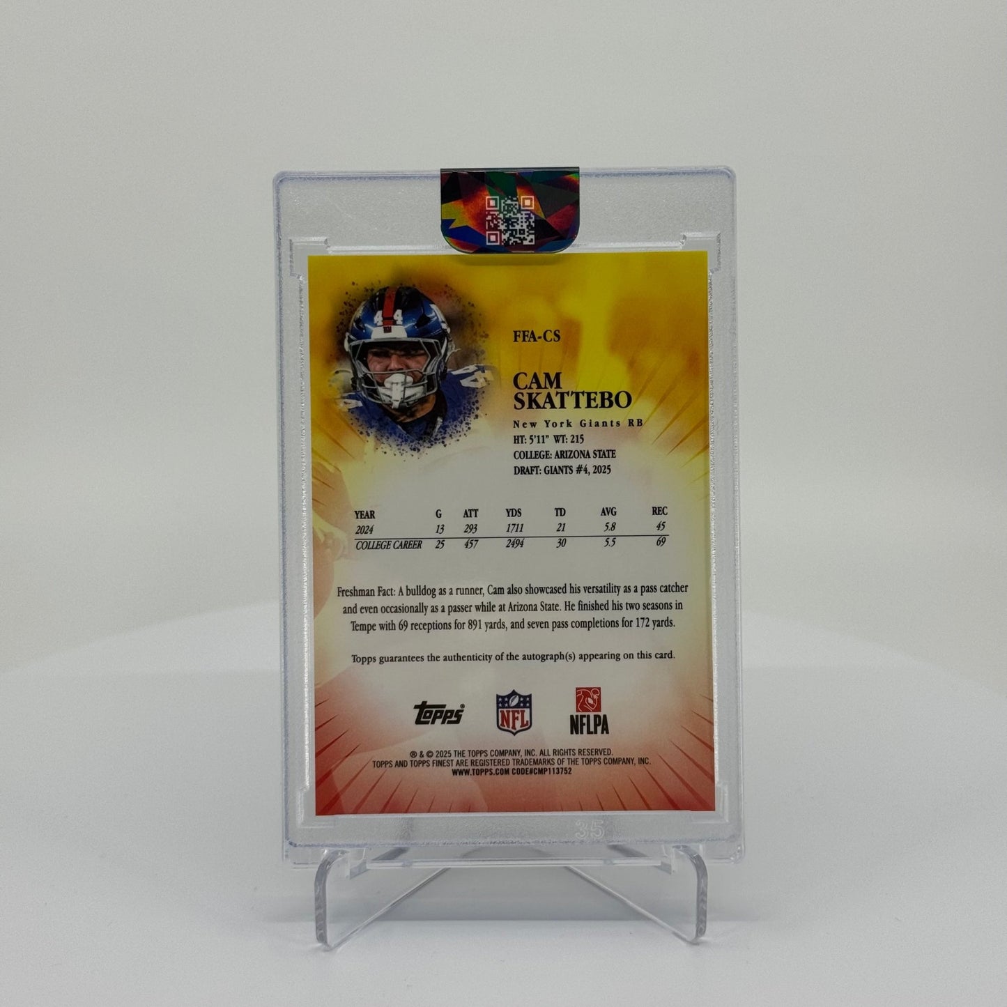 Cam Skattebo (RC) - 2025 Topps Finest Football - Finest Freshman Gold Geometric /50 - YTCards