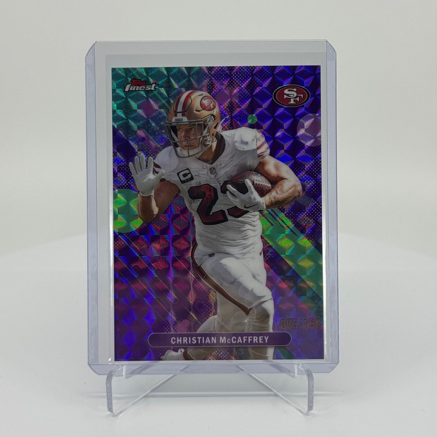 Christian McCaffrey - 2025 Topps Finest Football - Purple Geometric /150 - YTCards