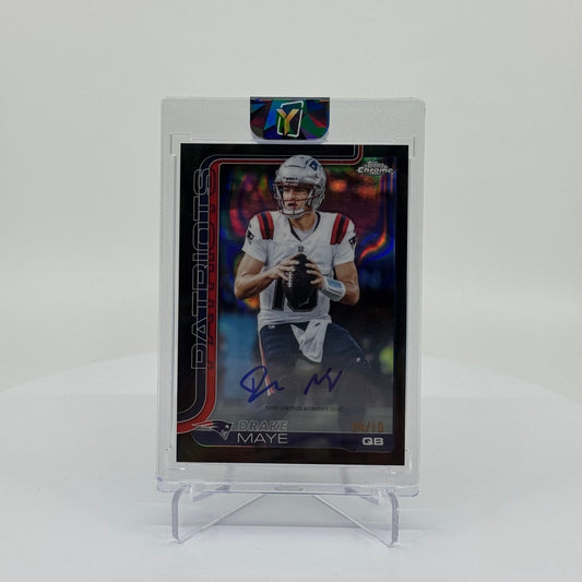 Drake Maye - 2025 Topps Chrome Football - Black Lava On-Card Autograph Variation Card /10 BA-DMA - YTCards