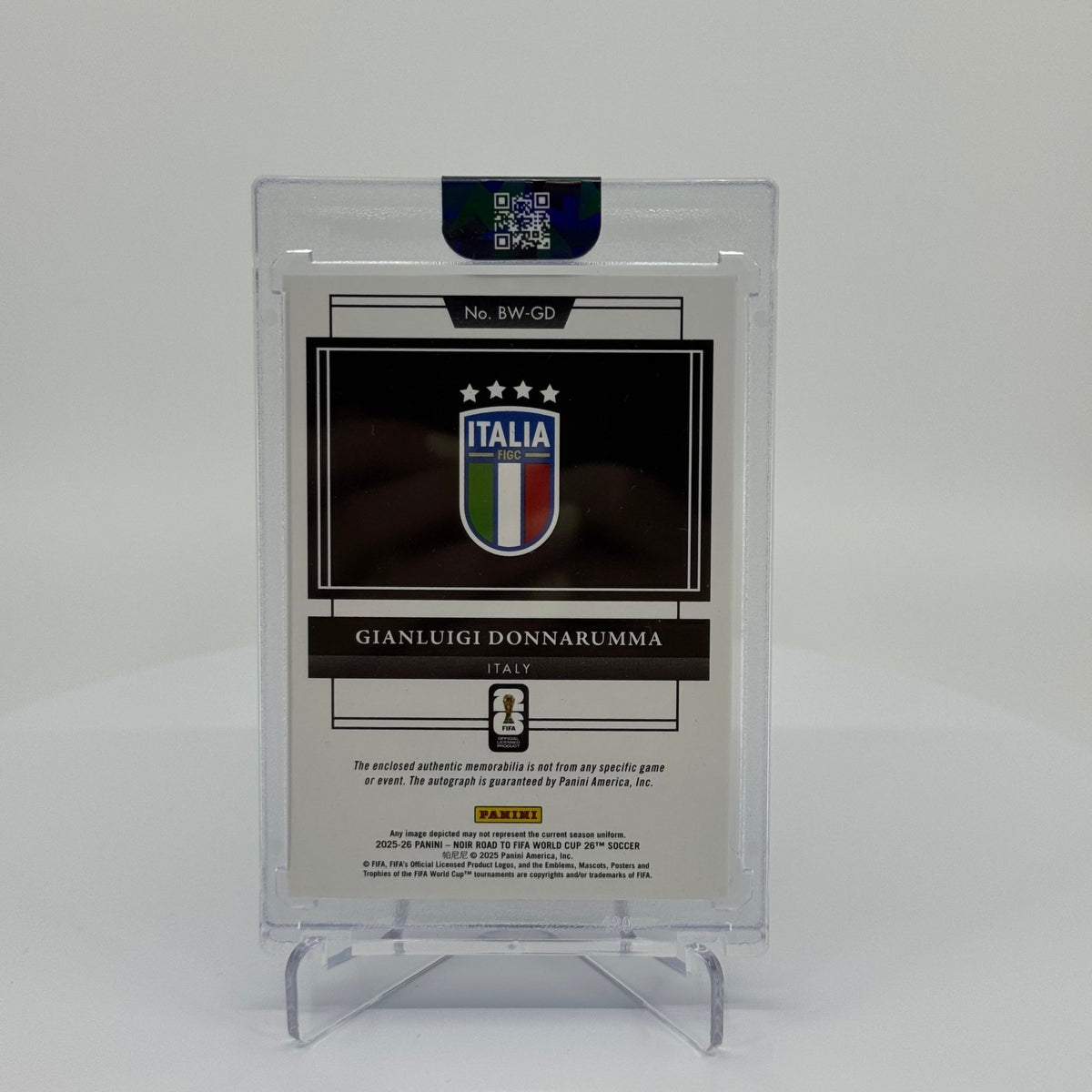 Gianluigi Donnarumma - 2025-26 Panini NOIR Road to FIFA World Cup - Autographed Memorabilia Black and White Blue /10 BW-GD - YTCards